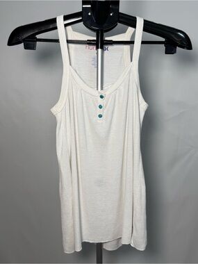 Hurley Cream Tank Top with Teal Buttons